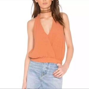 Free People Burnt Orange Drapey Dreams Tank Top